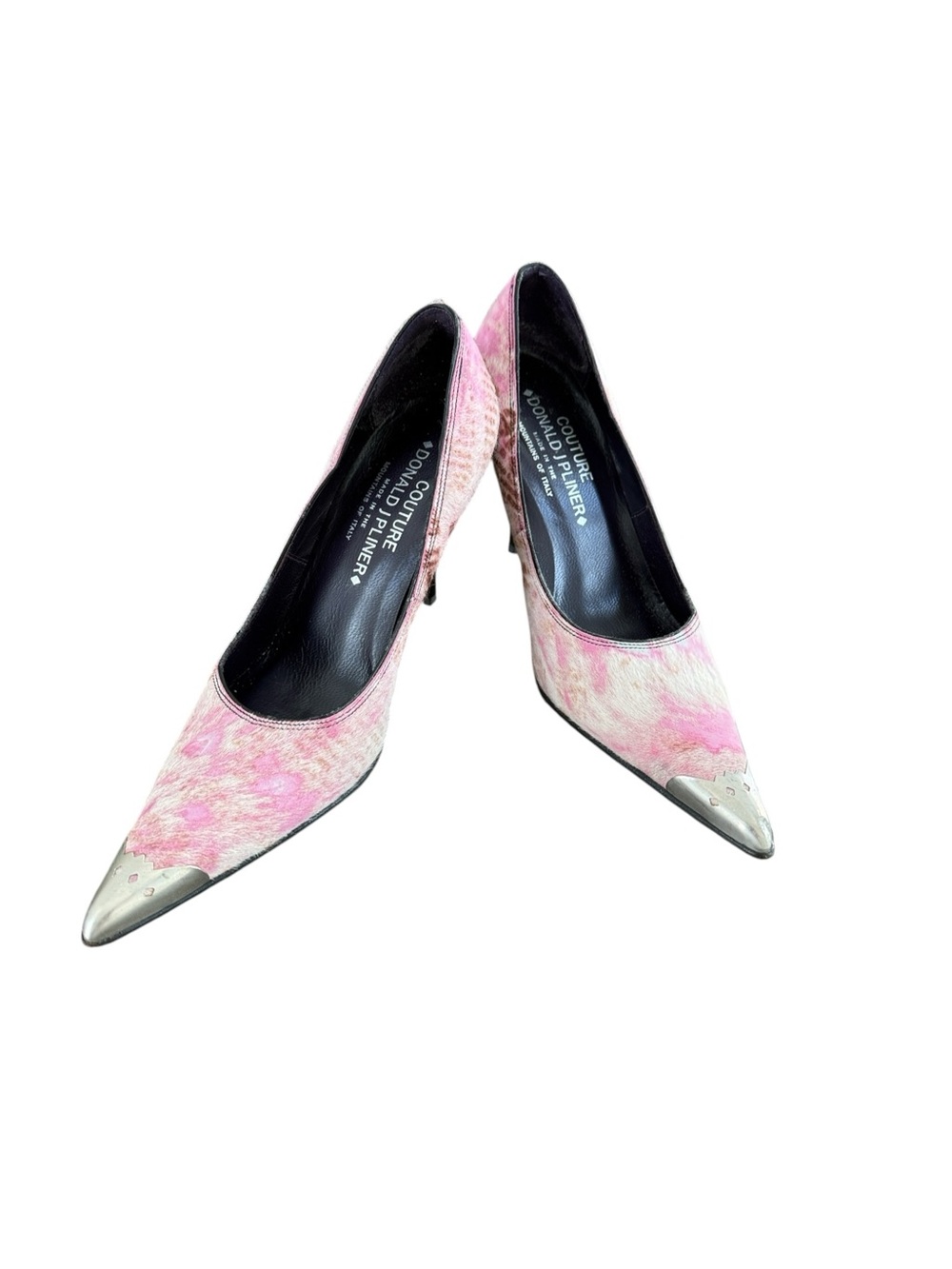 Donald J Pliner Couture Pony Hair Metal Toe Western Pumps Pink Size 7M